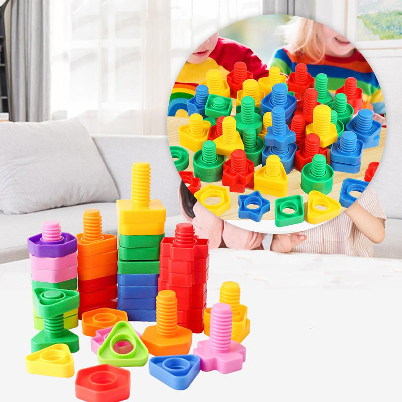 Brinquedo De Montar Interativo Blocos e Parafusos Coloridos
